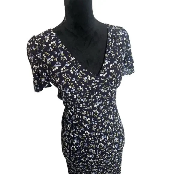 NWOT MADEWELL SEAMED FLUTTER SLEEVE NAVY FLORAL COTTAGE CORE MAXI DRESS SIZE 2 - Picture 7 of 8